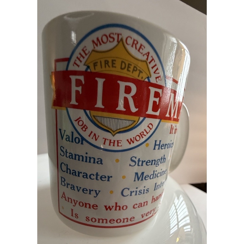 Vintage Fireman Mug Coffee Cup  Papel The Most Creative Job In the World